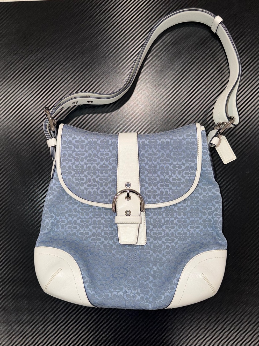 Y2K Coach Soho Signature Buckle Flap Hobo Bag in Blue